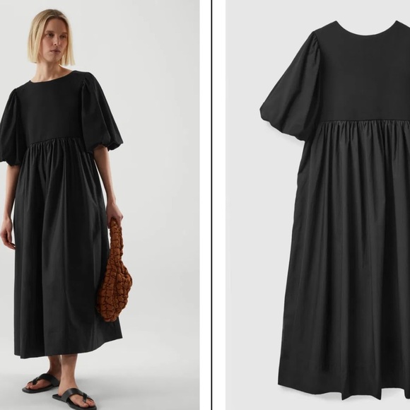 COS Dresses & Skirts - COS Contrast Panel Puff-Sleeve Midi Dress, Black, M